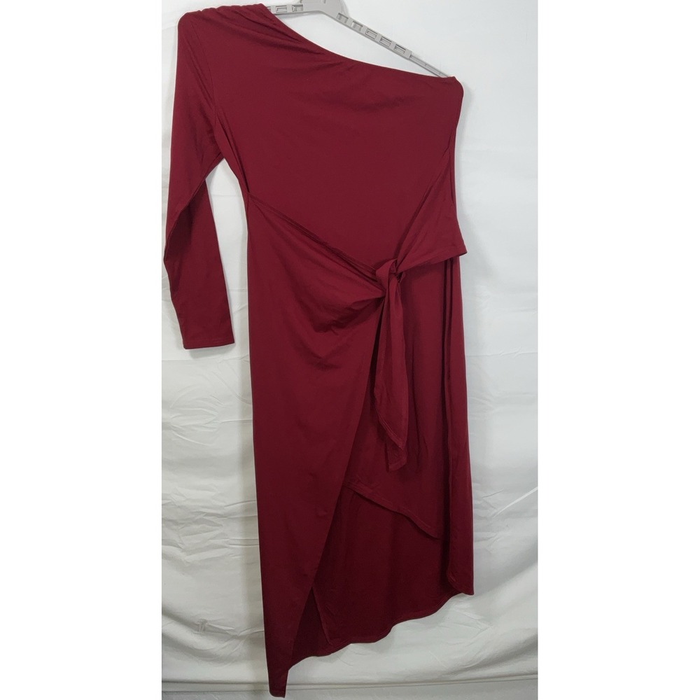 NWT Women's Fashion One Shoulder Burgundy Maxi Cocktail Dress‎ - XL